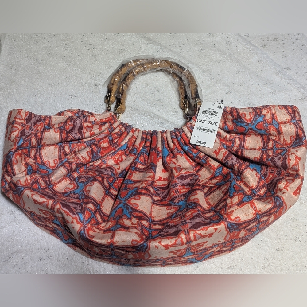 INC International Concepts IVAH Tidal Tie Dye Bamboo Handle Shoulder Bag NWT